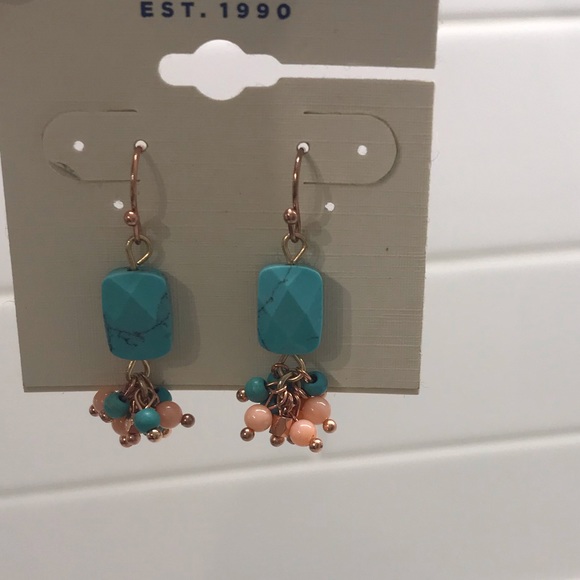 LUCKY BRAND TURQUOISE BEAD DROP EARRINGS NEW - Picture 8 of 9